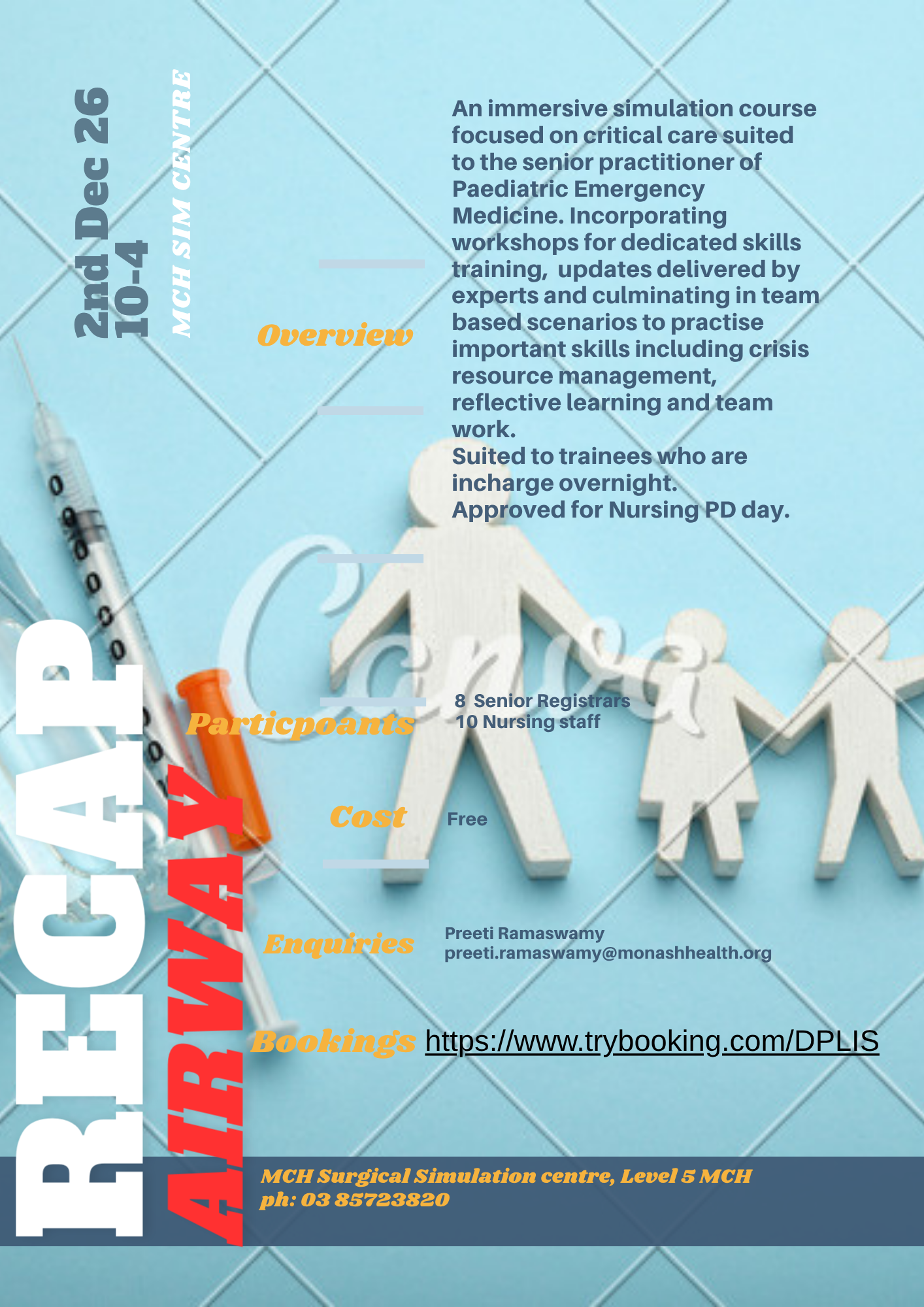 Poster advertising RECAP course